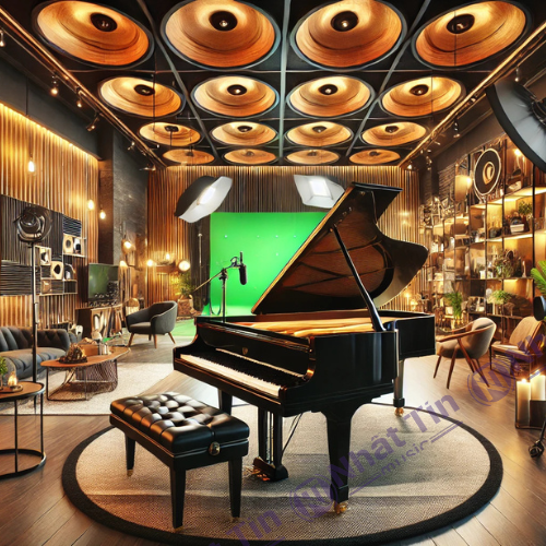 Tạo dấu ấn riêng bằng piano cơ trong thiết kế trang trí các studio quay phim và chụp ảnh